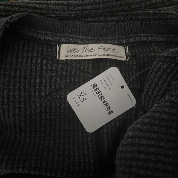 FREE PEOPLE We The Free Buttercup Thermal in Black/Grey Deep V-Neck - Size XS - Picture 7 of 7